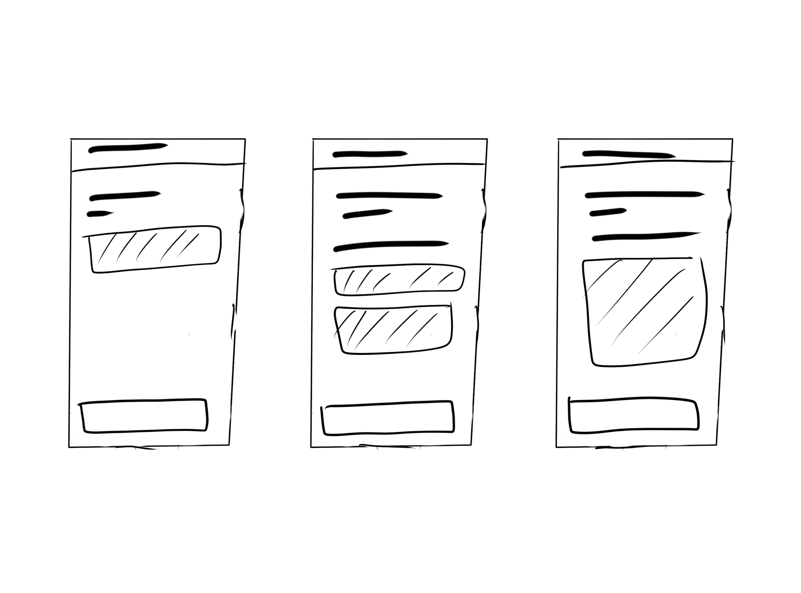 Rough wireframe sketches