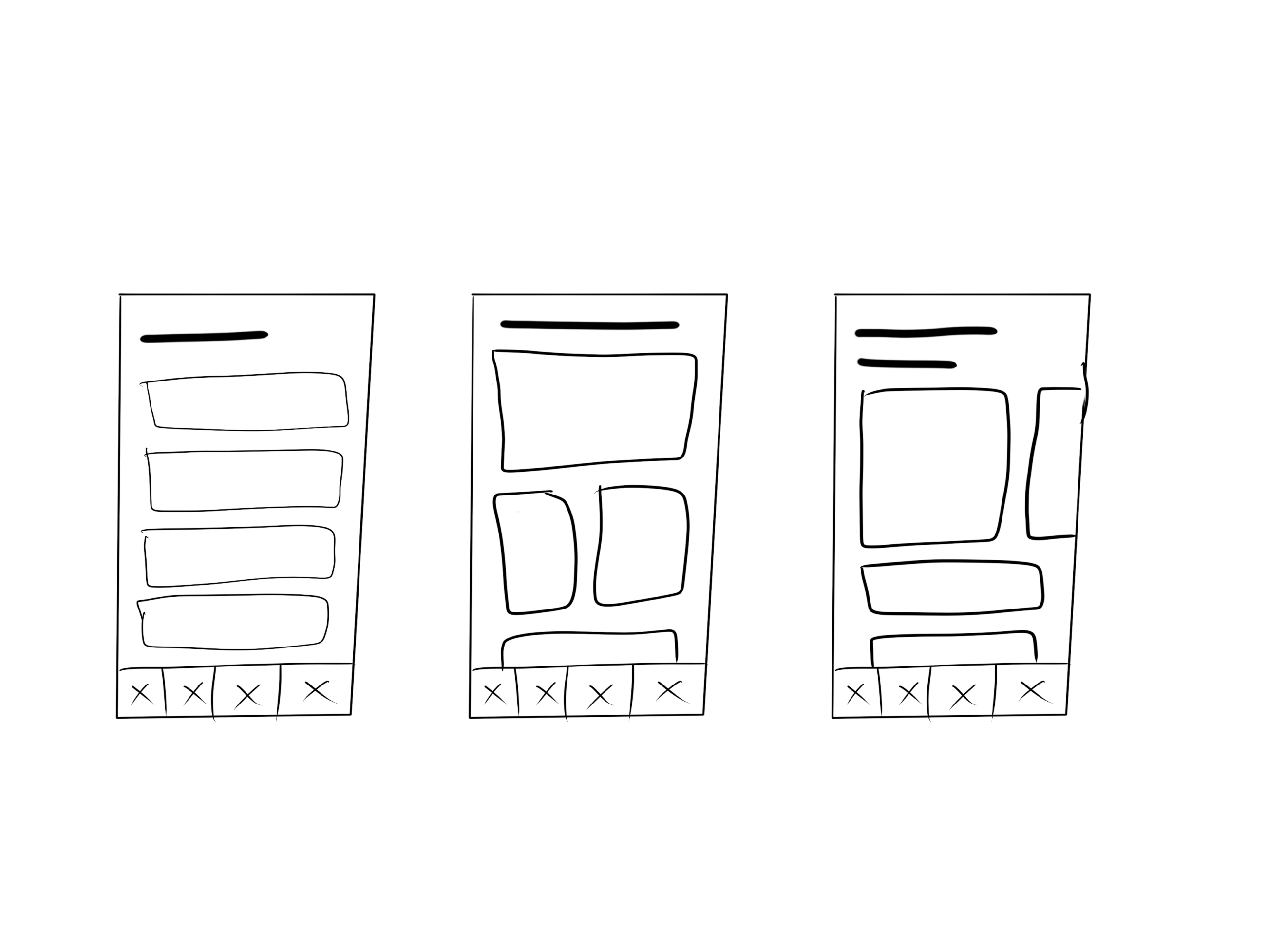 Rough wireframe sketches