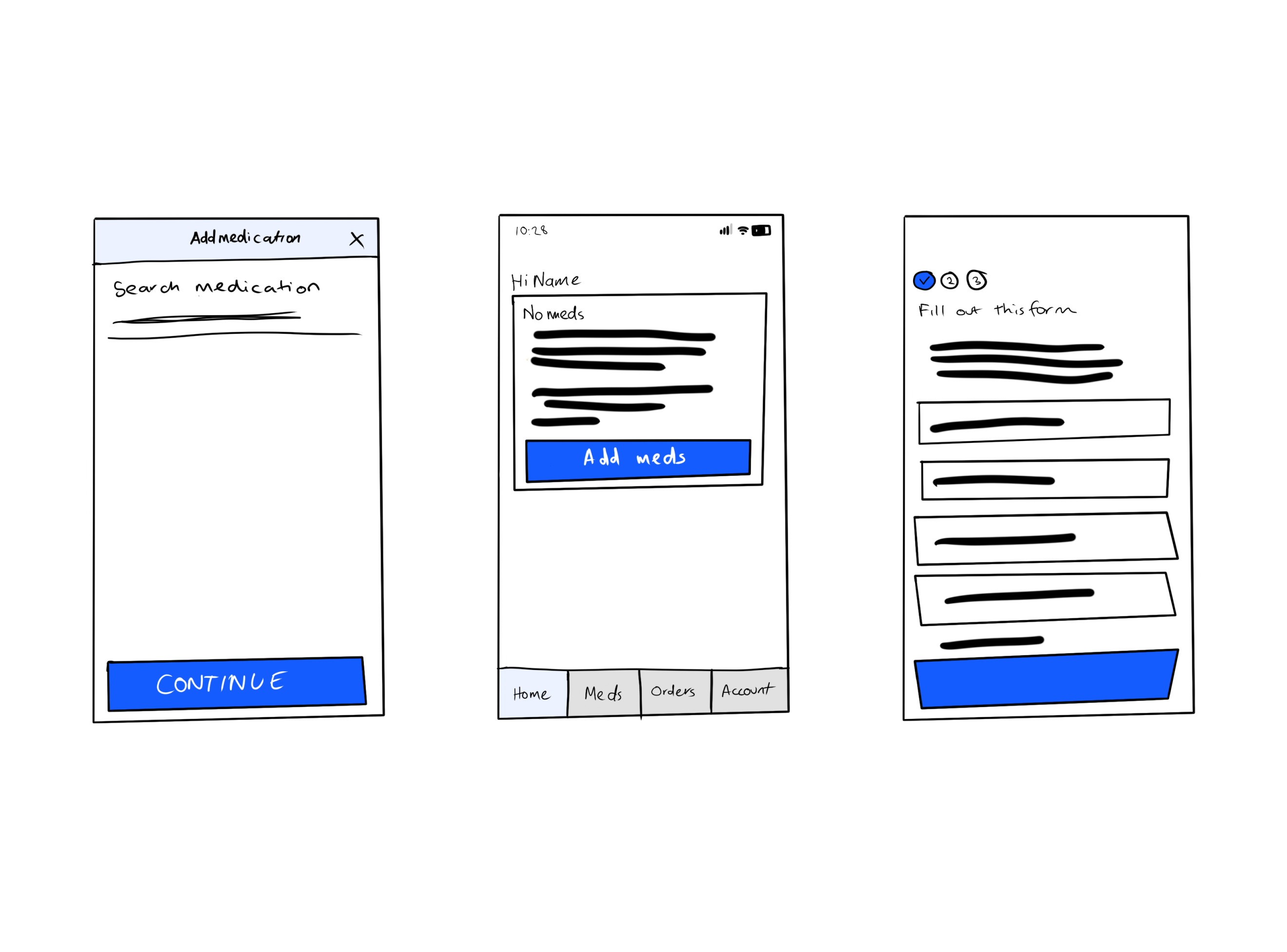 Rough wireframe sketches