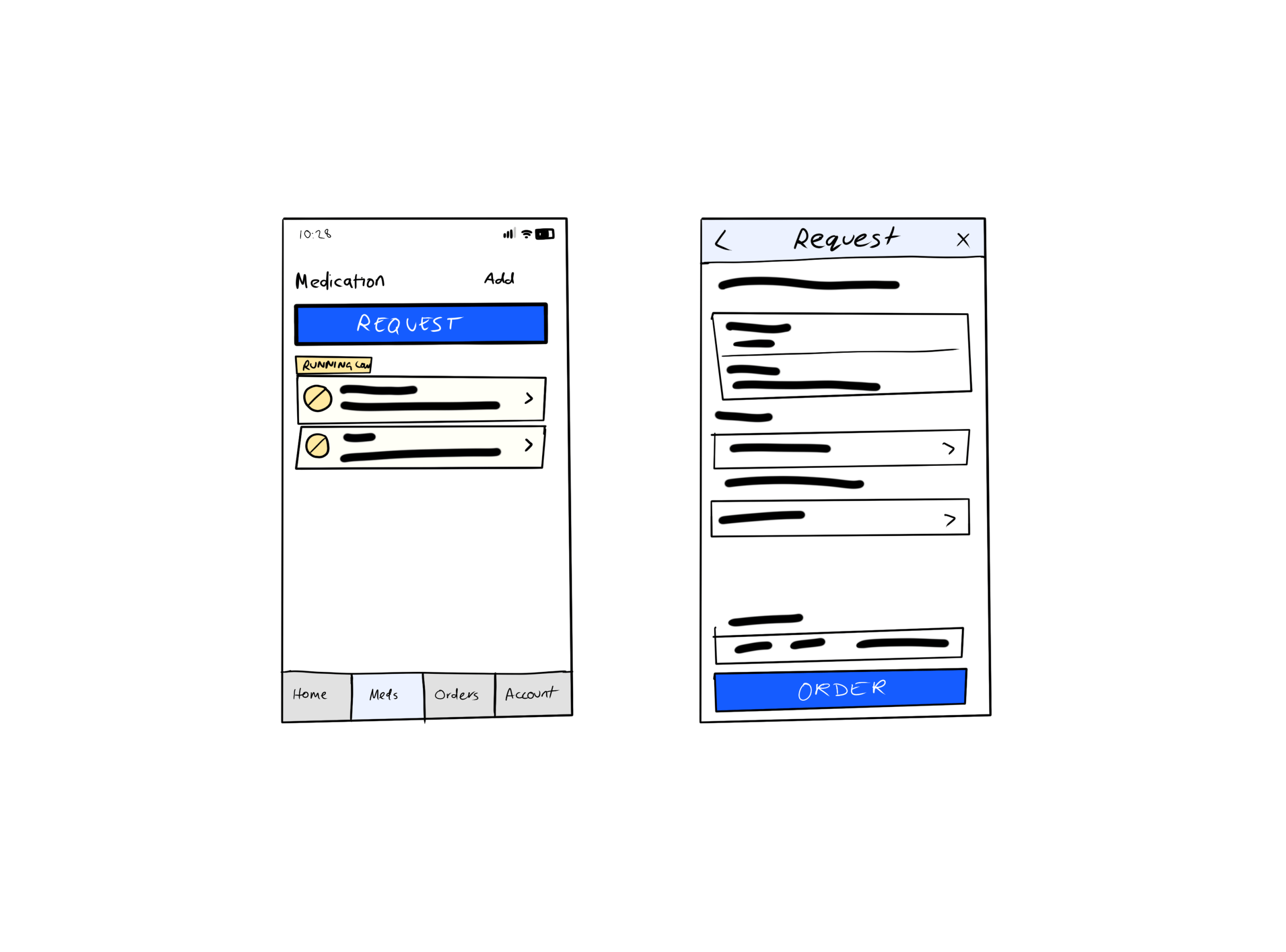 Rough wireframe sketches