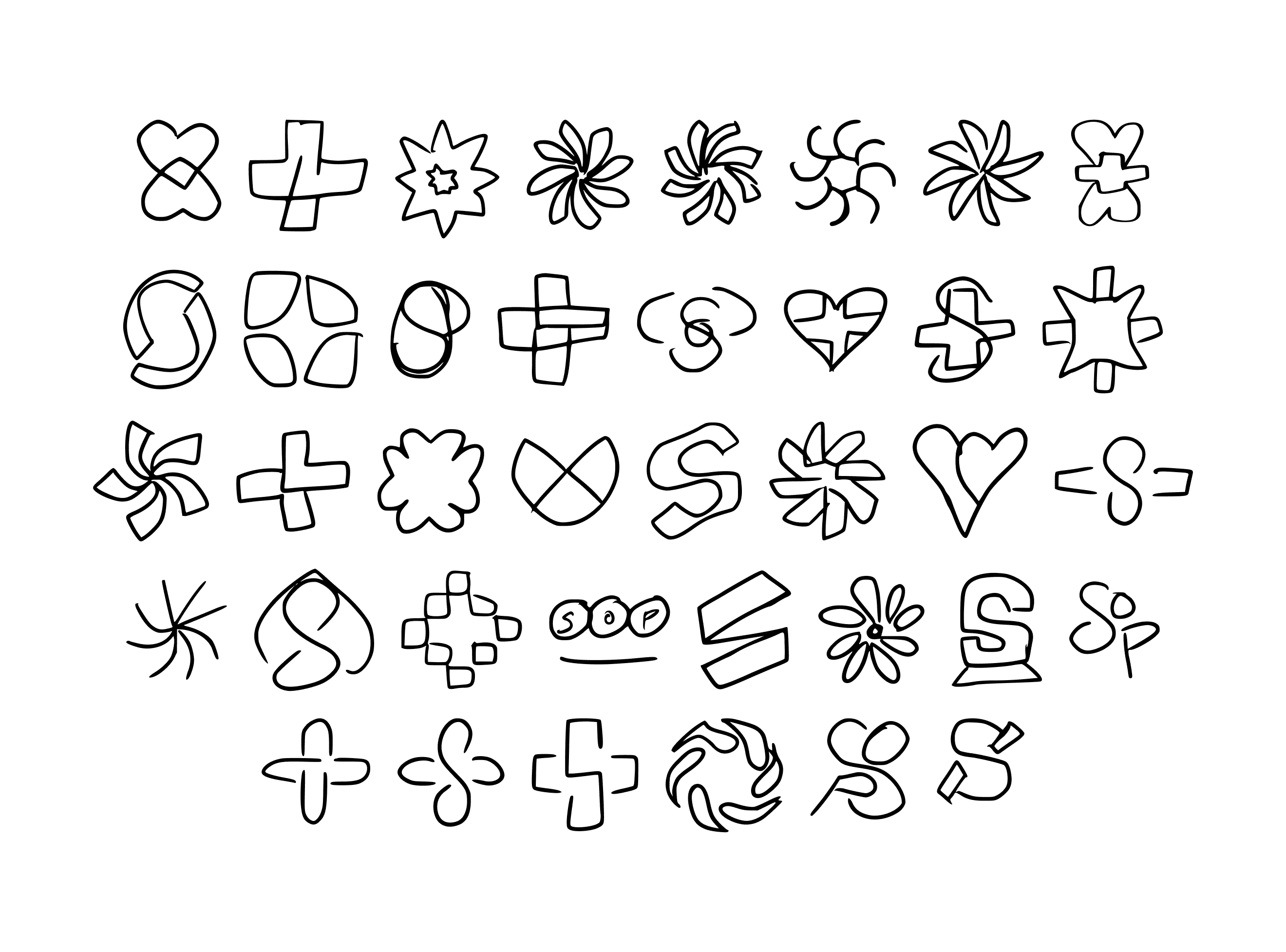 Rough hand drawn concepts for the symbol