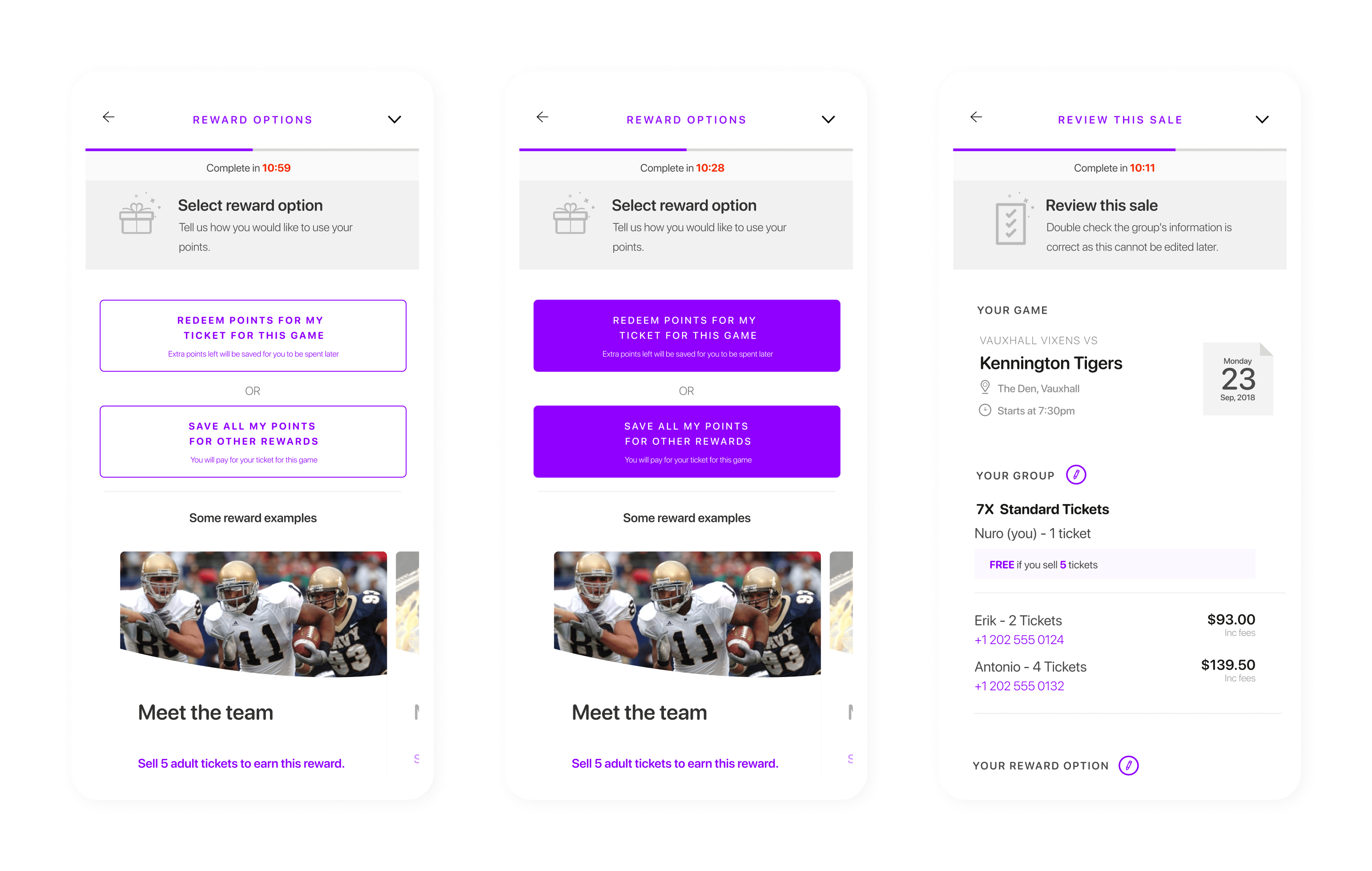 Final mobile screen - Sports Flow