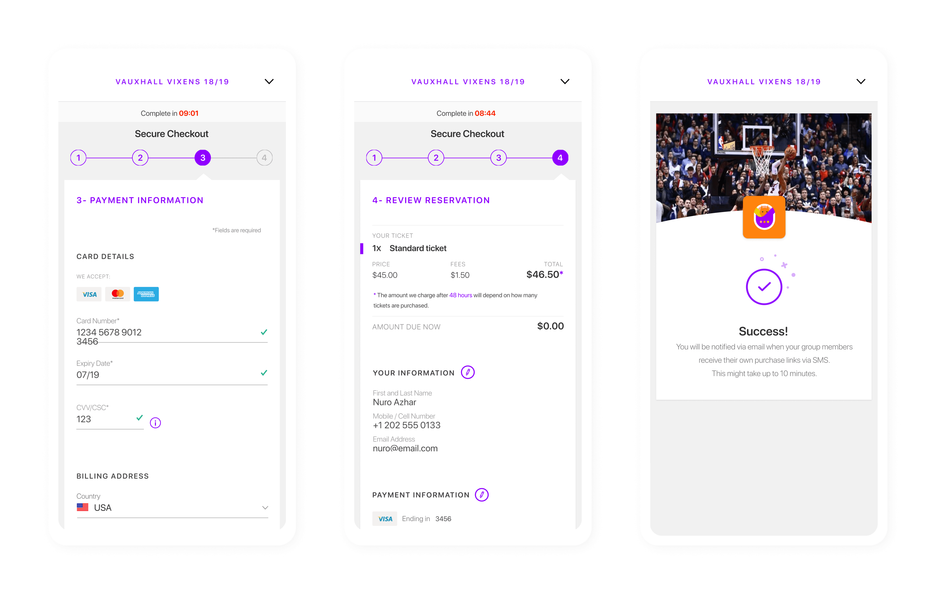 Final mobile screen - Sports Flow