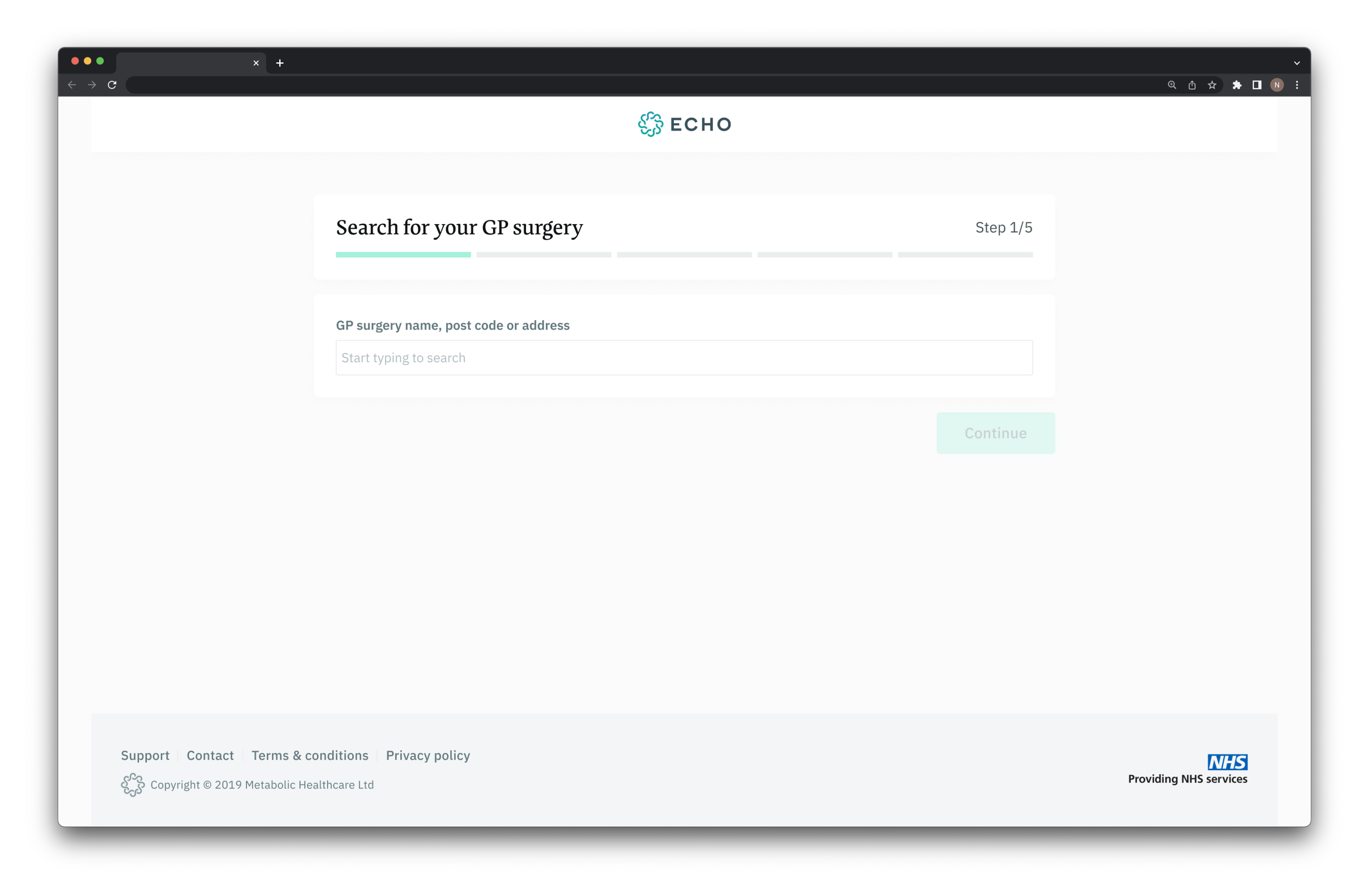 Final desktop design - Sign up flow step 1
