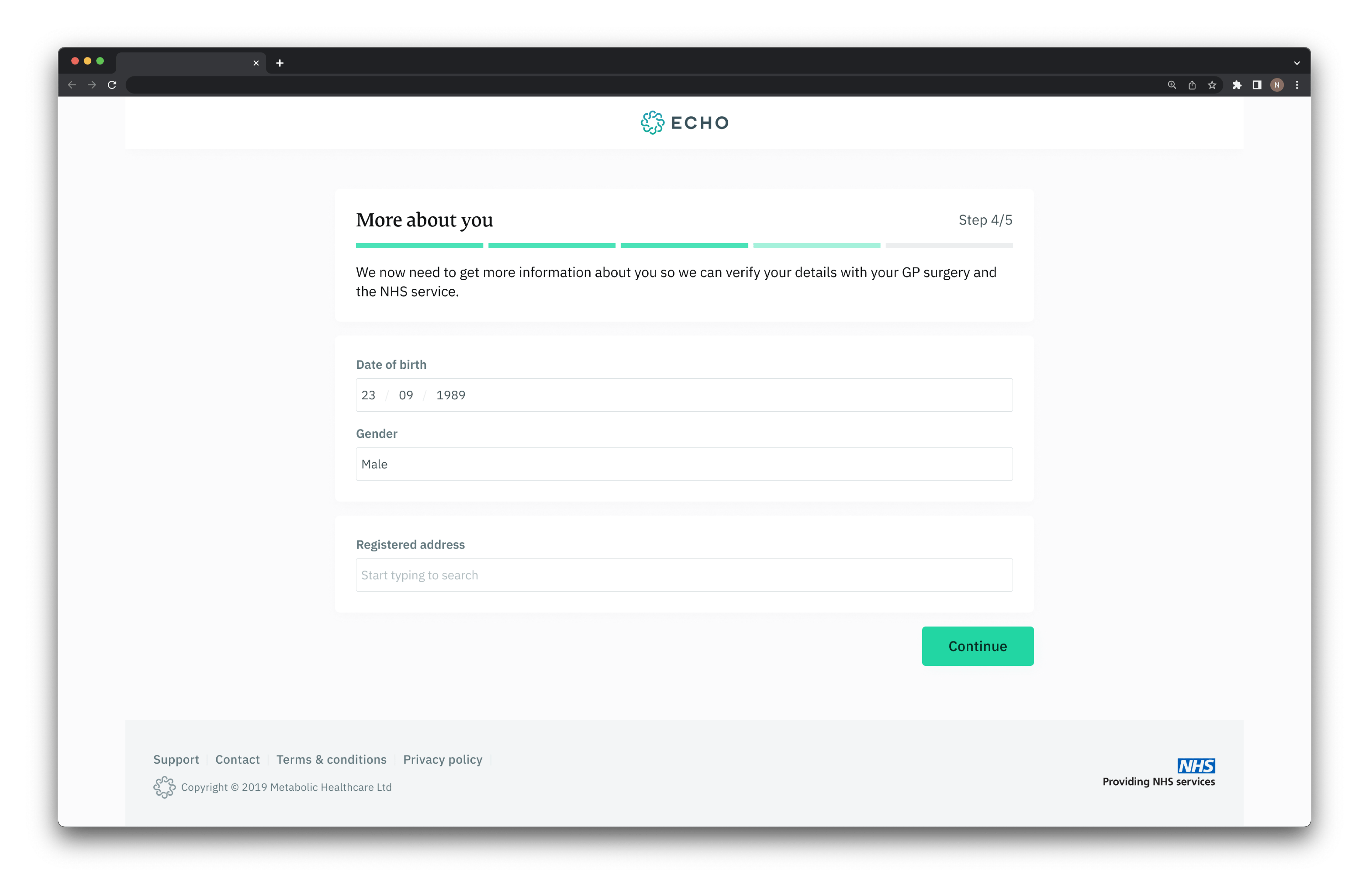 Final desktop design - Sign up flow step 4