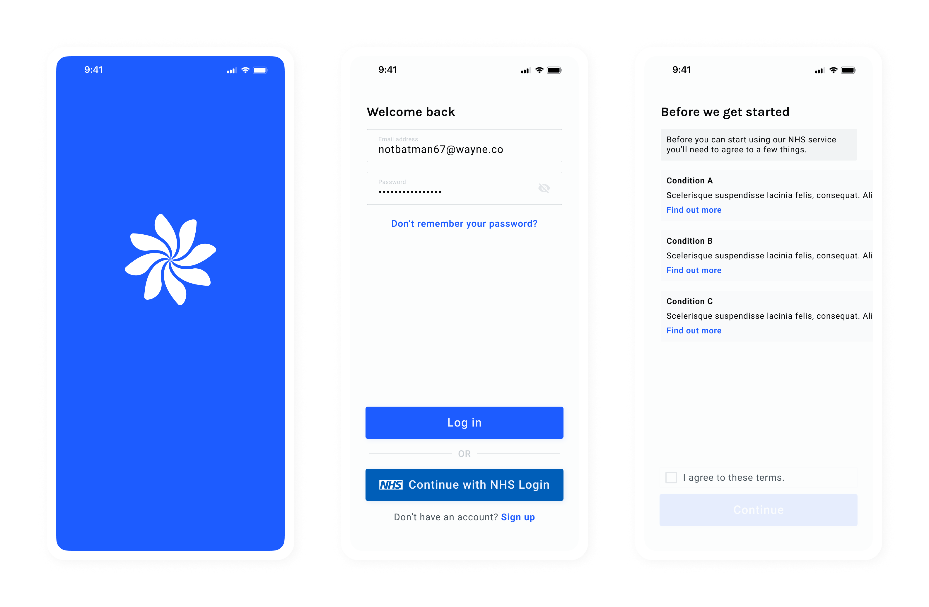 Final app designs