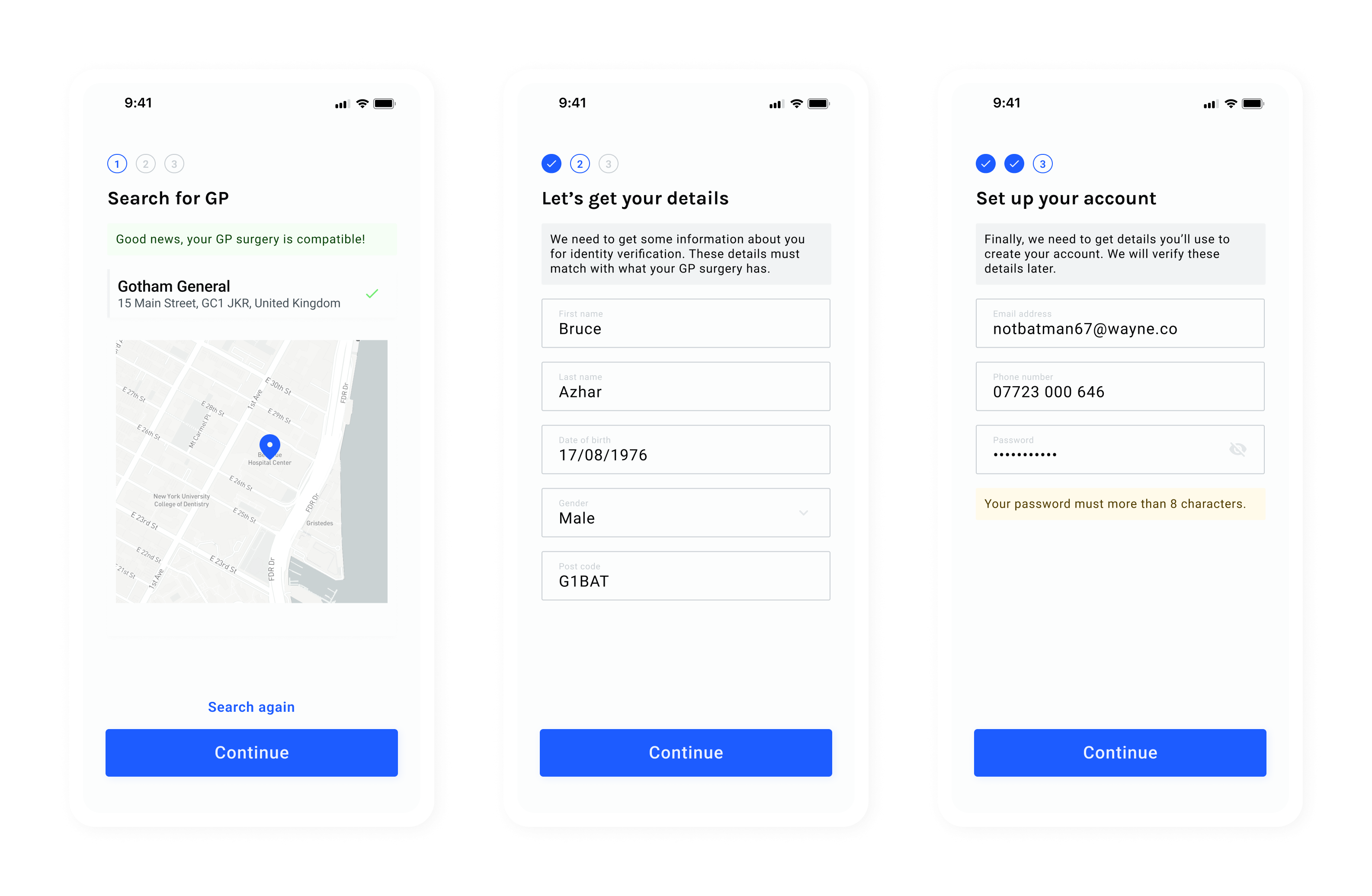 Final app designs