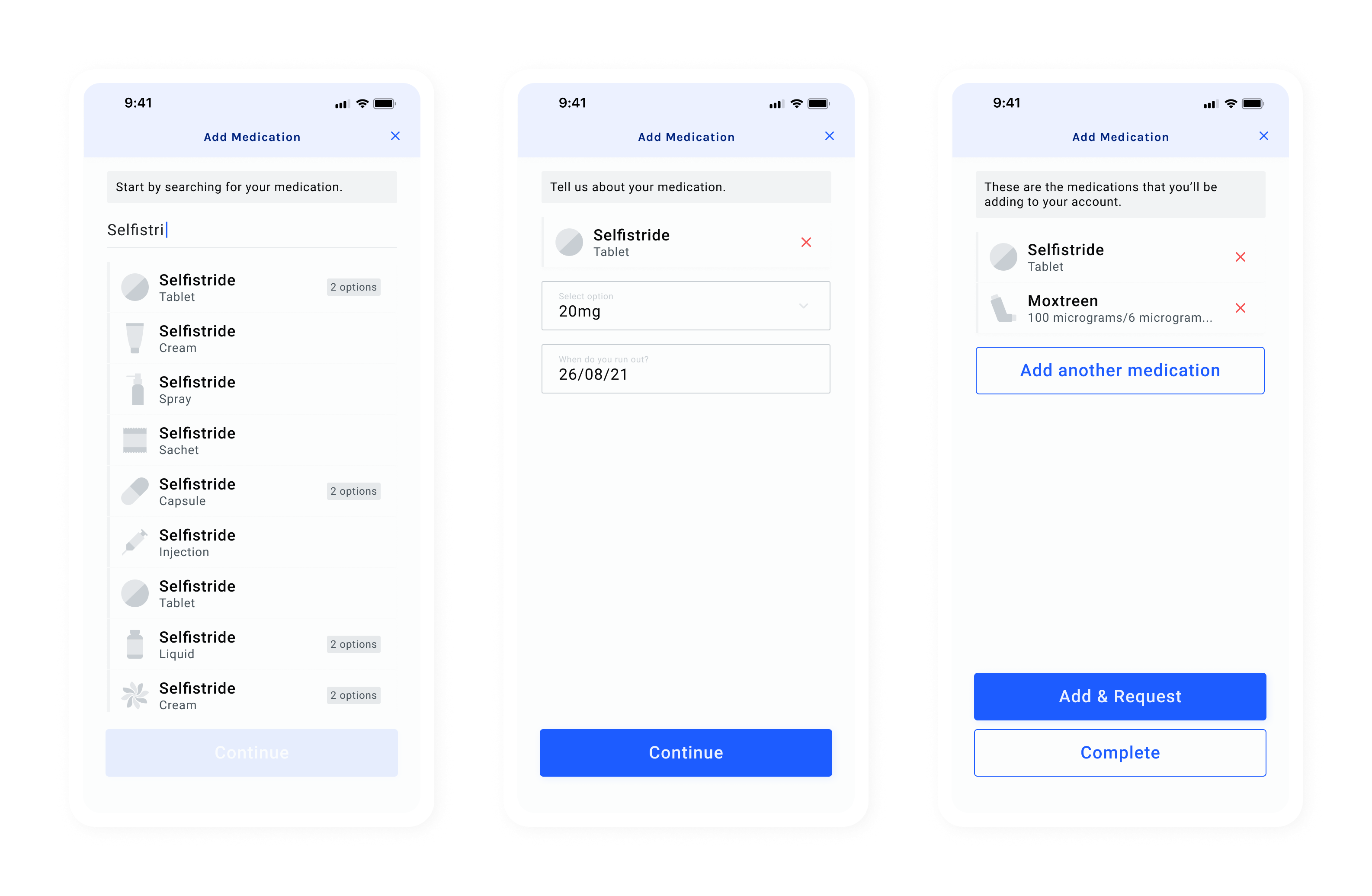 Final app designs