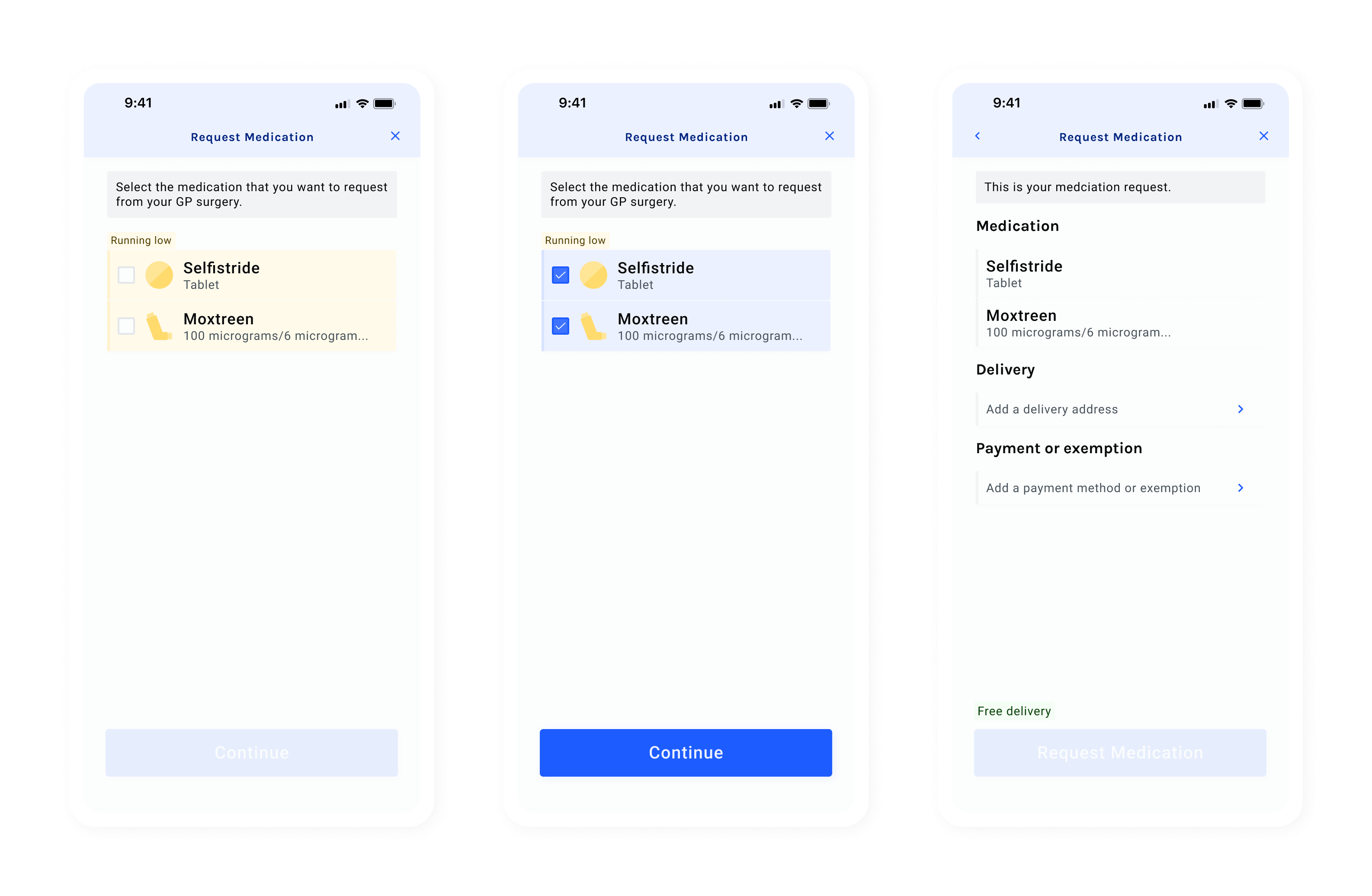 Final app designs