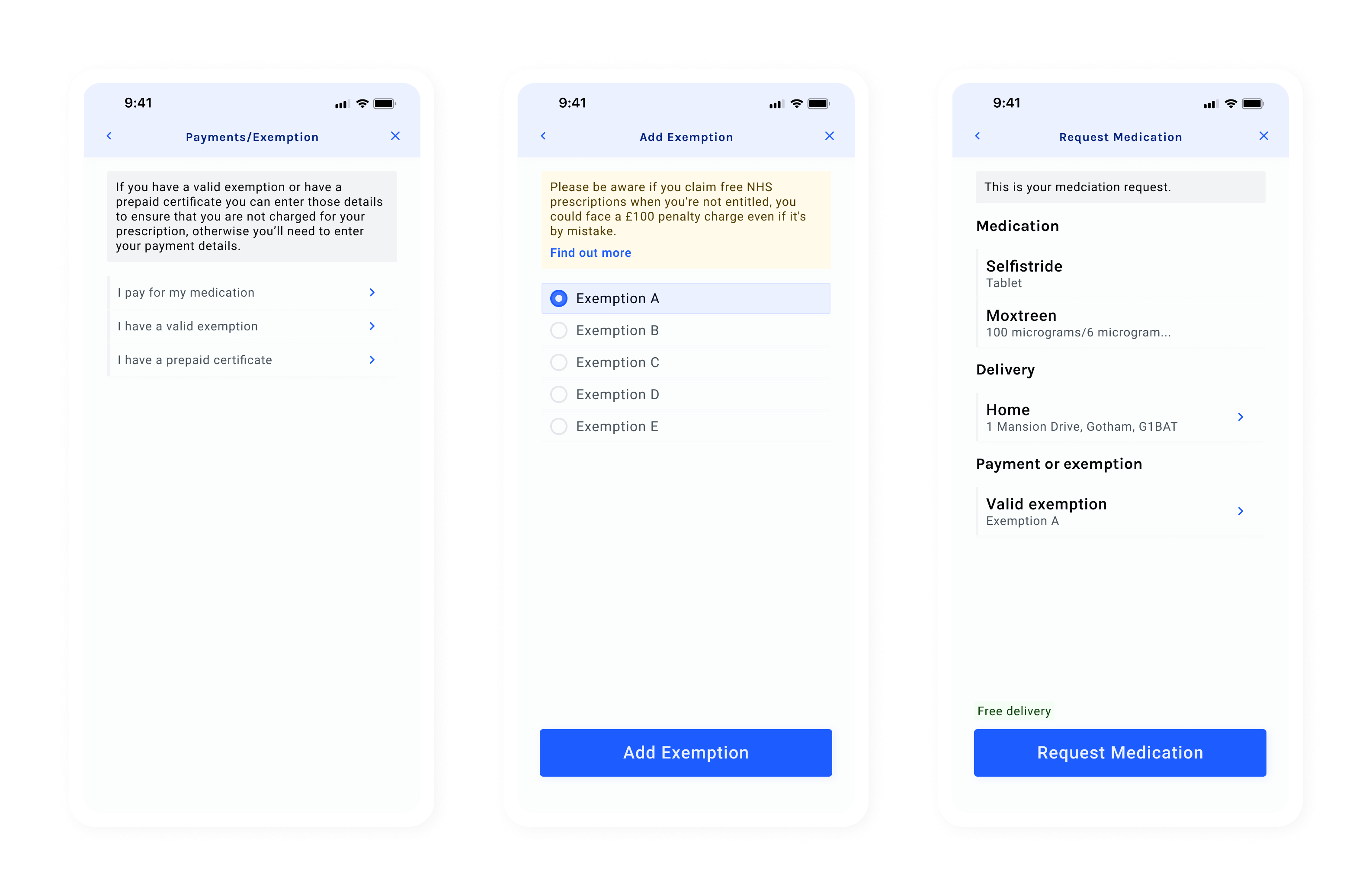 Final app designs