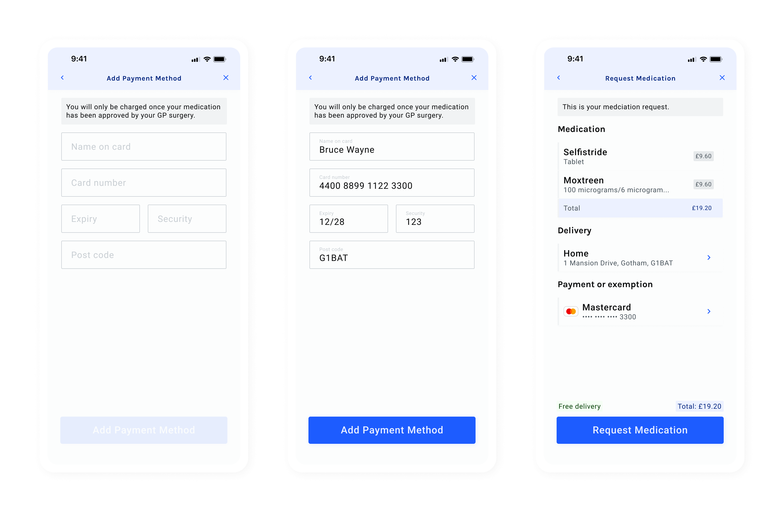 Final app designs