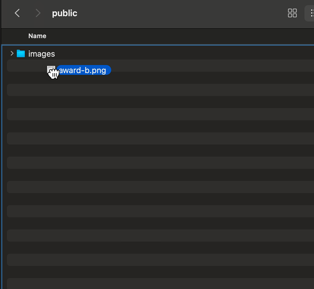 A screenshot showing the drag and drop.