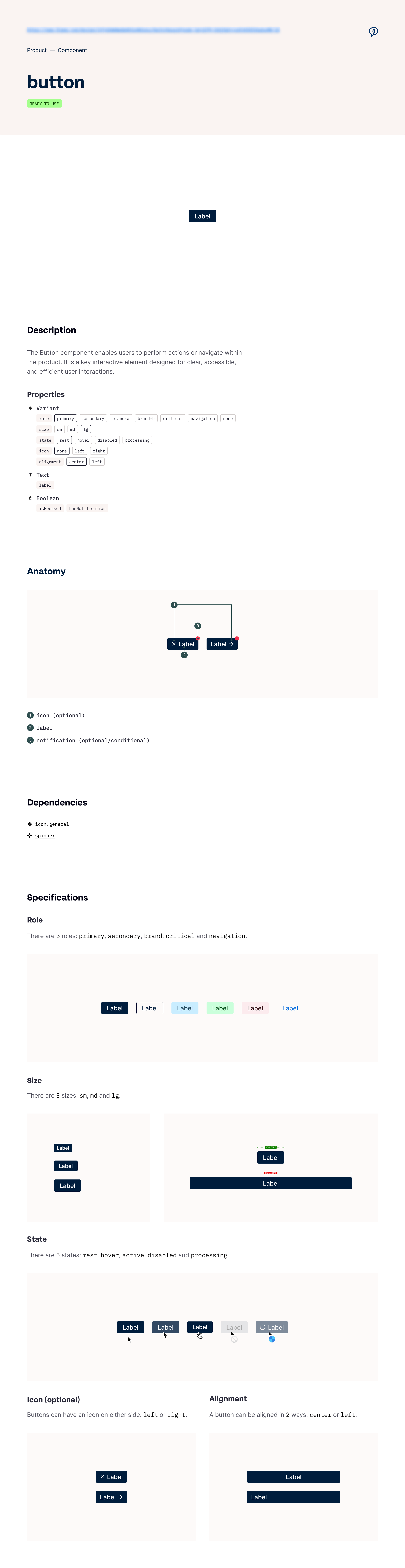 A component spec sheet generated by the plugin.